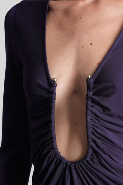 Christopher Esber Arced Palm Long-sleeve Dress In Purple