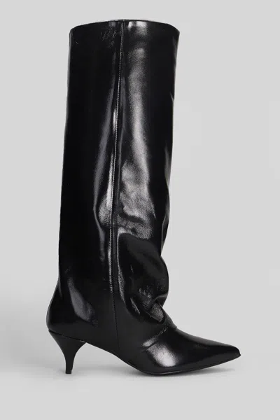 Alchimia High Heels Boots In Black Leather In Black