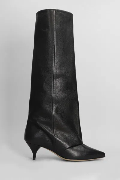 Alchimia High Heels Boots In Black Leather In Black