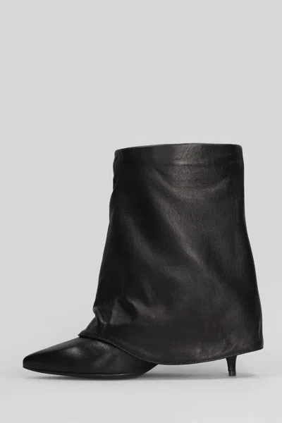 Alchimia High Heels Ankle Boots In Black Leather In Black