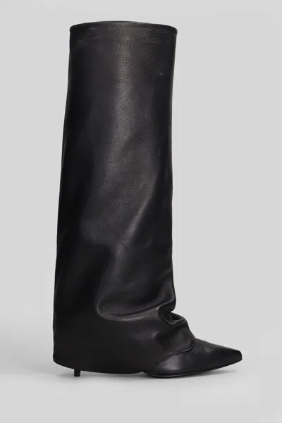 Alchimia High Heels Boots In Black Leather In Black