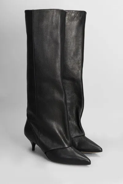 Alchimia High Heels Boots In Black Leather In Black