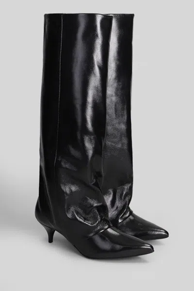Alchimia High Heels Boots In Black Leather In Black