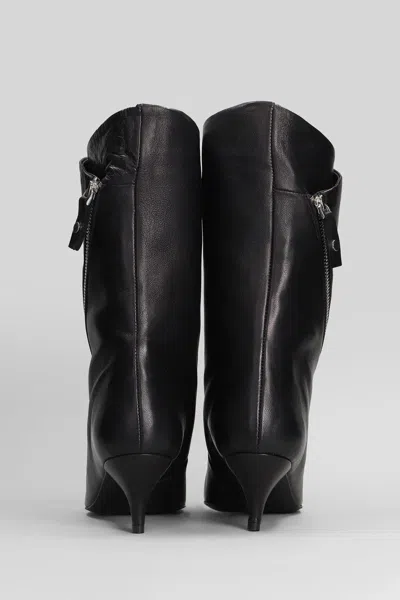 Alchimia High Heels Ankle Boots In Black Leather In Black