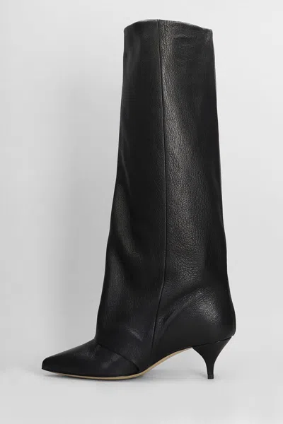 Alchimia High Heels Boots In Black Leather In Black