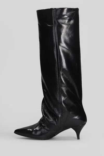 Alchimia High Heels Boots In Black Leather In Black