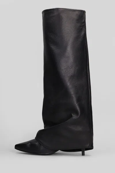 Alchimia High Heels Boots In Black Leather In Black