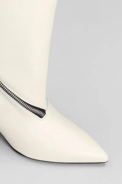 Alchimia High Heels Ankle Boots In Beige Leather In White