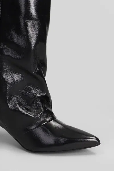 Alchimia High Heels Boots In Black Leather In Black