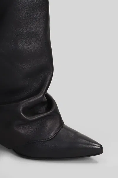 Alchimia High Heels Boots In Black Leather In Black
