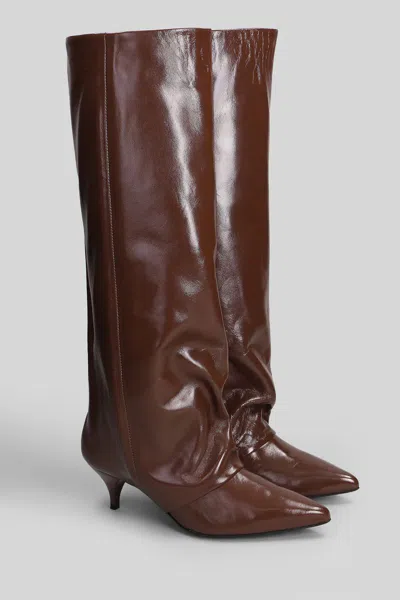 Alchimia High Heels Boots In Bordeaux Leather In Brown