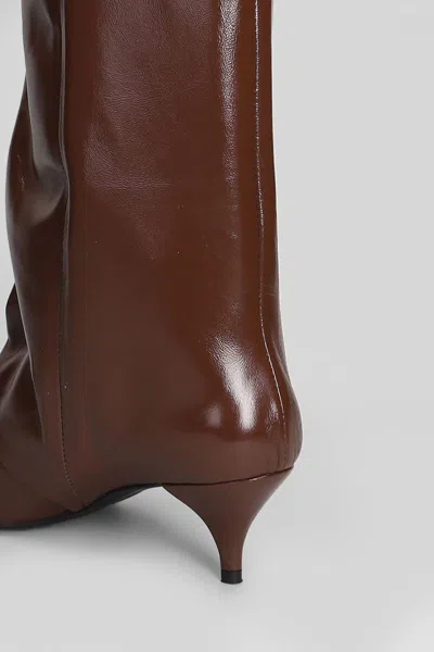 Alchimia High Heels Boots In Bordeaux Leather In Brown