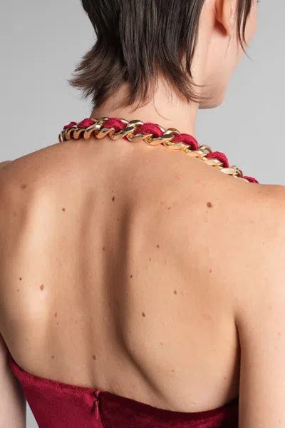 Balmain Viscose Blend Dress Chain Strap In Red