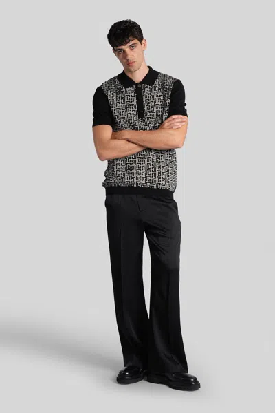 Balmain Monogram Polo In Black