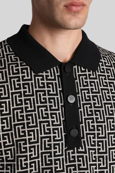 Balmain Monogram Polo In Black
