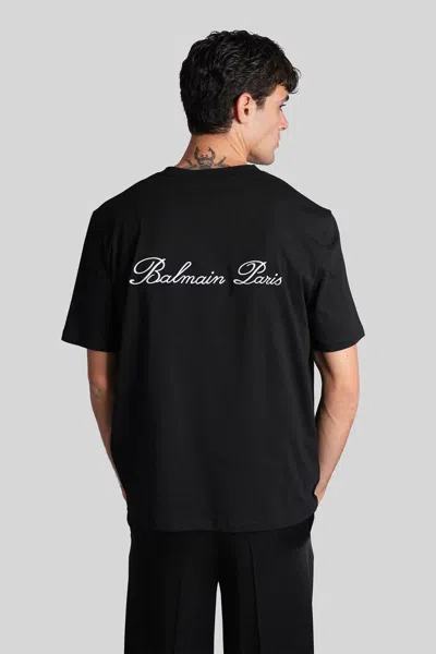 Balmain Black Cotton T-shirt In Black