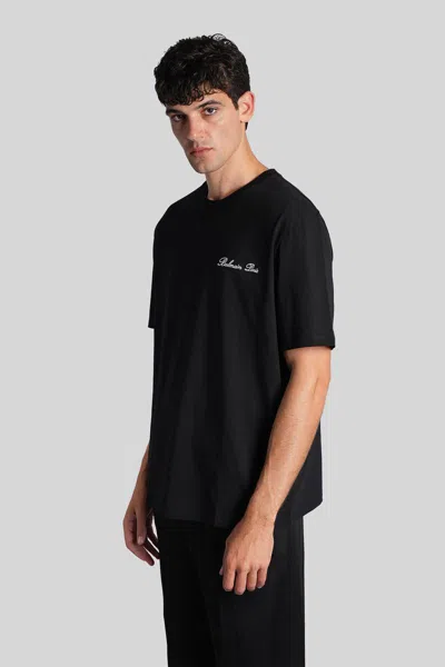 Balmain Black Cotton T-shirt In Black