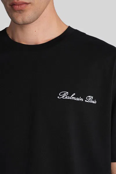 Balmain Black Cotton T-shirt In Black