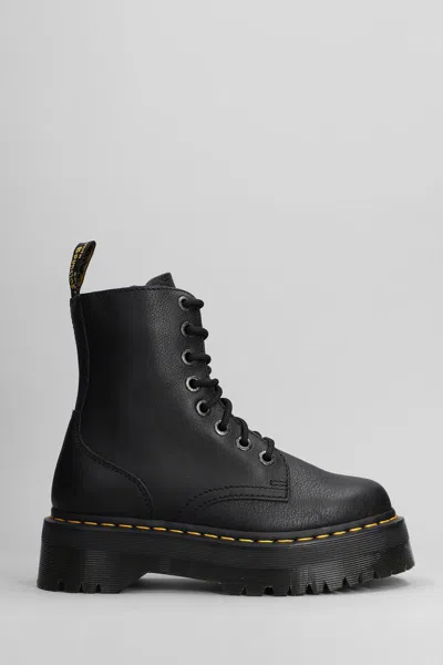 Dr. Martens 1460 Pascal Max Combat Boots In Black Leather In Black