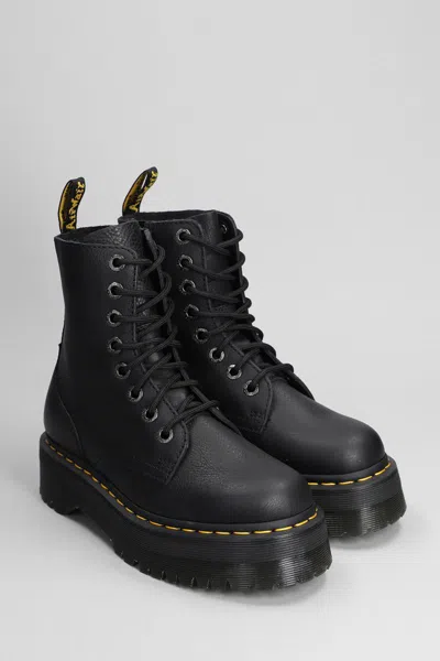 Dr. Martens 1460 Pascal Max Combat Boots In Black Leather In Black