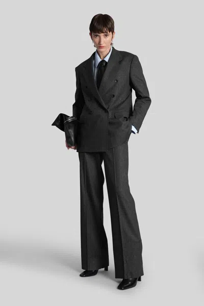 Tagliatore P-adima Pants In Grey Viscose In Black