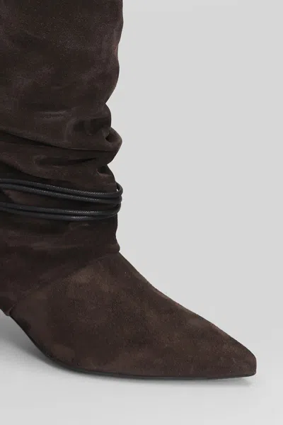 Alchimia High Heels Ankle Boots In Brown Suede In Brown