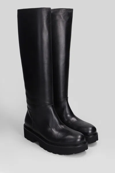 Anna F Knee-length Leather Boots In Black