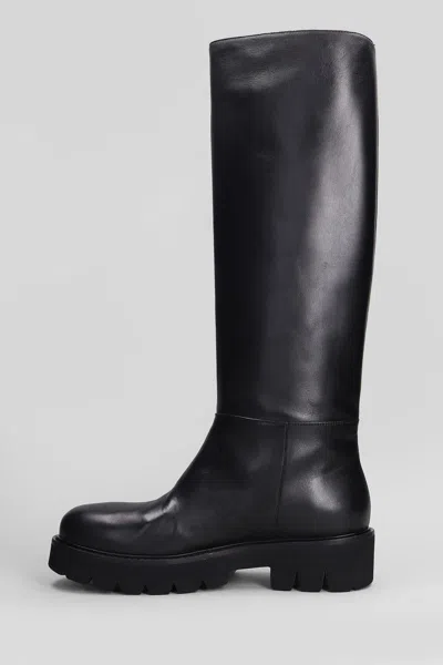 Anna F Knee-length Leather Boots In Black