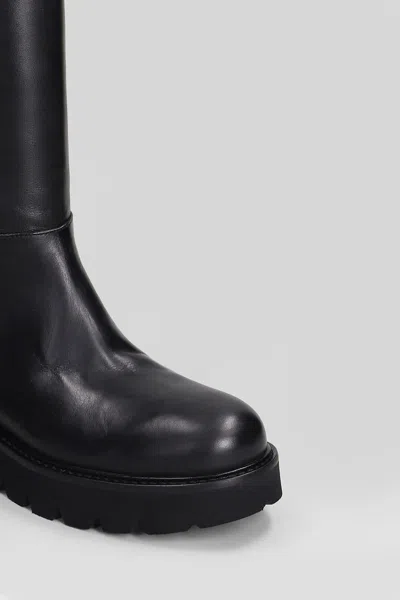 Anna F Knee-length Leather Boots In Black