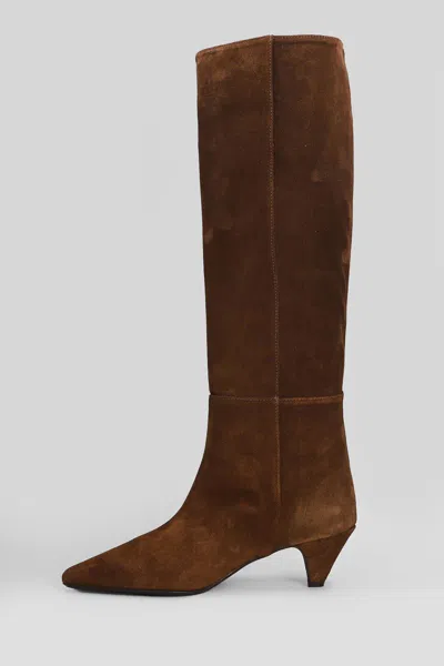 Anna F Pointed-toe Knee-high Boots In Brown