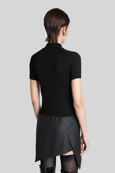 Vivienne Westwood Fitted Short Puff Sleeve Sweater With Embroidered Emblem In Black