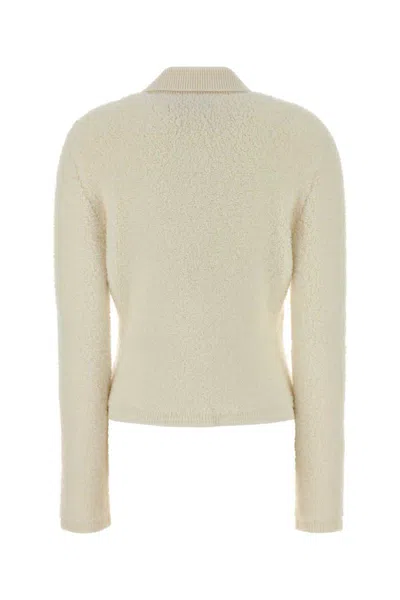 Gucci Textured Knit Cardigan With Collar And Sleeves In Neutral