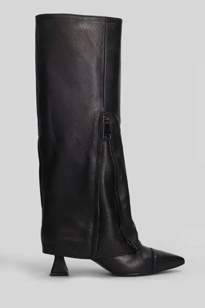 Alchimia High Heels Boots In Black Leather In Black