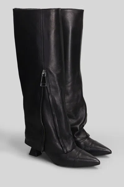 Alchimia High Heels Boots In Black Leather In Black