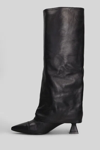 Alchimia High Heels Boots In Black Leather In Black
