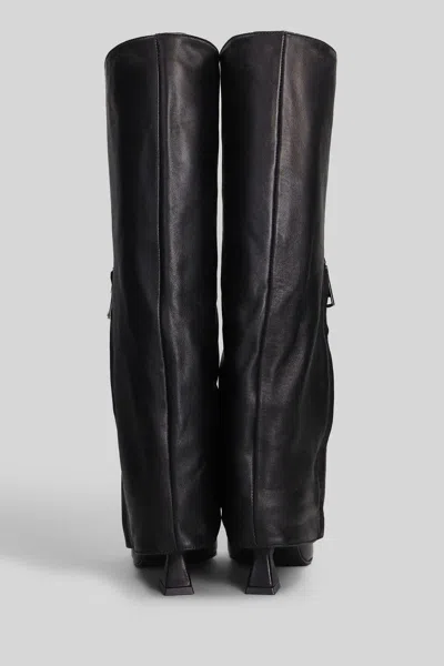 Alchimia High Heels Boots In Black Leather In Black