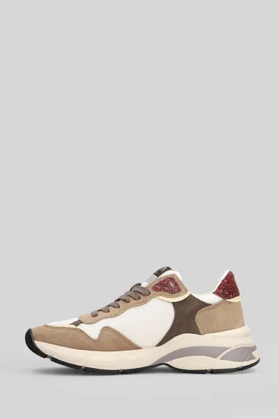 Ama Brand Sneakers In Beige Suede And Fabric In Nude
