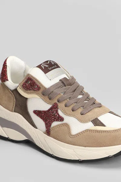 Ama Brand Sneakers In Beige Suede And Fabric In Nude