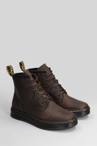 Dr. Martens Brookline Chukka Combat Boots In Brown Leather In Brown
