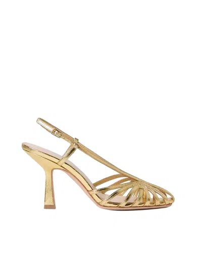 Loeffler Randall Alexandra Gold Slingback Heeled Sandal In Brown