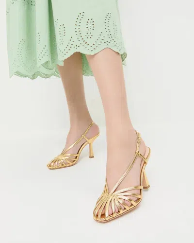 Loeffler Randall Alexandra Gold Slingback Heeled Sandal In Brown