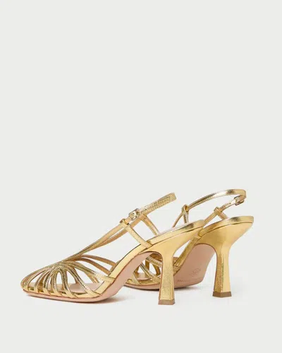Loeffler Randall Alexandra Gold Slingback Heeled Sandal In Brown
