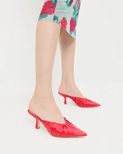 Loeffler Randall Inez Red Satin Mid-heel Mule In Red