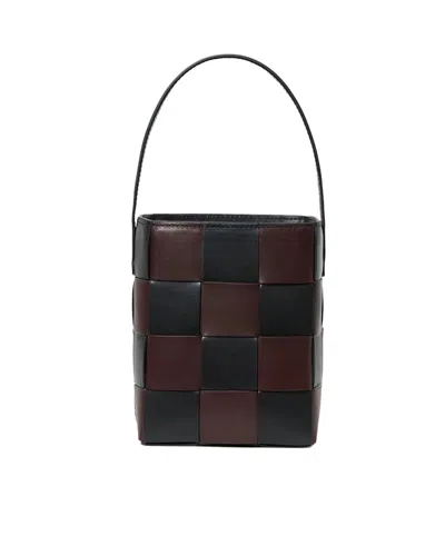 Loeffler Randall Laith Black/brown Woven Bucket Bag In Black