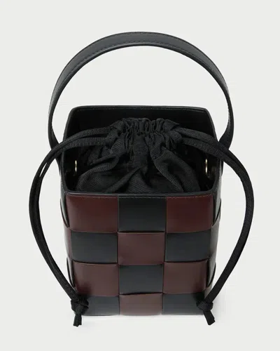 Loeffler Randall Laith Black/brown Woven Bucket Bag In Black