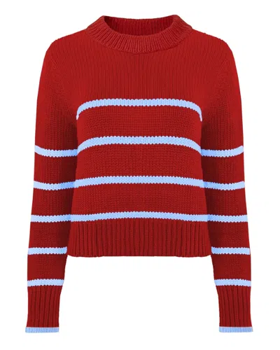 La Ligne Mini Marin Sweater Dark Red Light Blue In Red