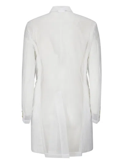 Comme Des Garçons White Single-breasted Coat In Multi