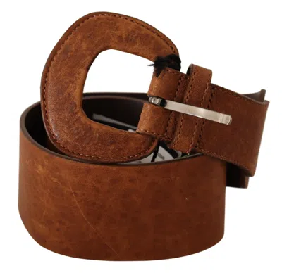 Costume National Brown Leather Fashion Waist Buckle Women's Belt In Brown