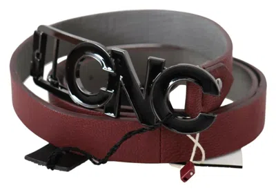 Costume National Maroon Skinny Leather Logo Fashion Women's Belt In Brown
