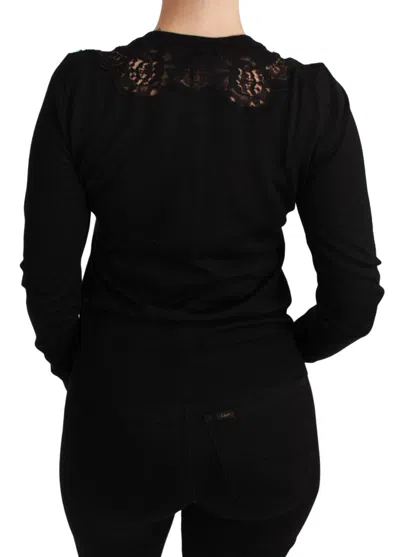 Dolce & Gabbana Black Cashmere Lace Cardigan Sweater In Black
